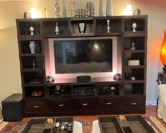 #56 $600.00 Entertainment Center dark brown 78Tx 99Lx 16D