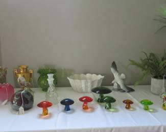 Collection of Viking MCM Mushroom paperweights.