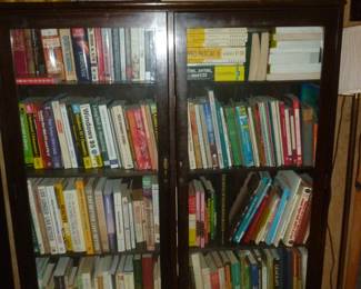 antique cabinet w/books