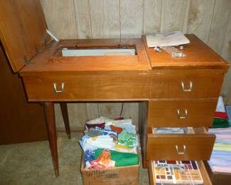 mid-century sewing machine cabinet