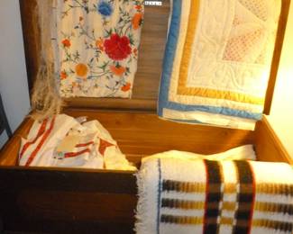 cedar chest w/ linens