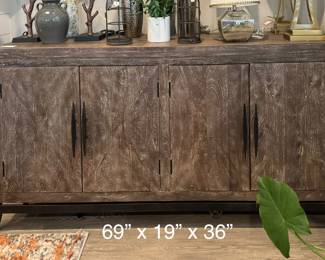 One of two gorgeous sleek modern credenzas