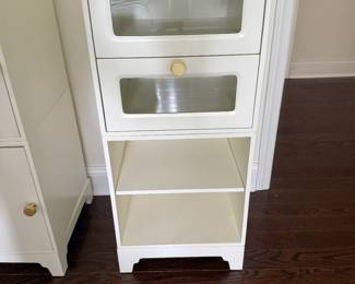 Small White Cabinet with Brushed Gold Hardware