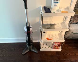 Corner Floor Vacuum and Bathroom Vanity Shelving Organzier
