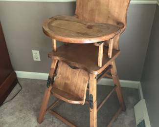 Antique maple convertible highchair