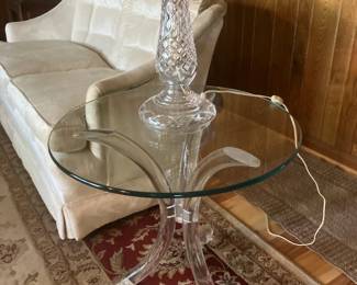 Glass top table w Lucite base