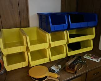 Some of the many Akro Mils bins