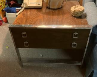 1960's end table w chrome trim