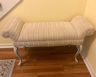 Upholstered bench w rolled arms