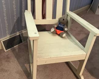 Wooden rocking chair w white paint