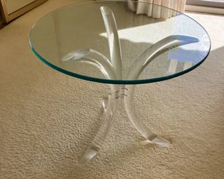 Glass top table w Lucite base