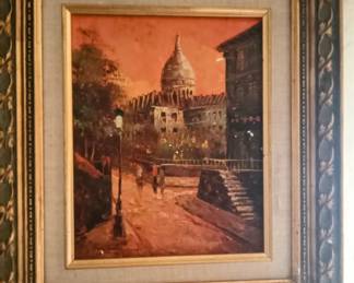 Vintage Retro Painting in Wood Frame