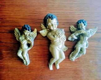 Set of 3 Vintage Chalkware Angels