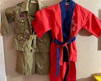 small child's Army and Kung Fu uniforms