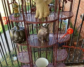 baker's rack shelving, pigs flying, decor