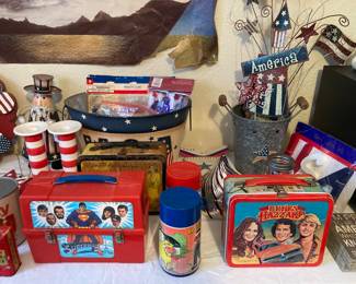 vintage lunch boxes, USA decor