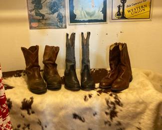 men's boots, cowhide, repro metal signs