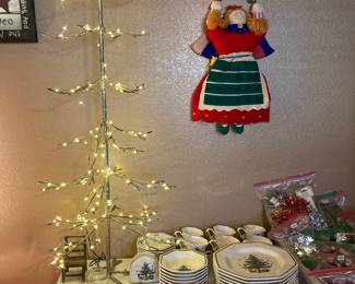 lighted 4' metal tree, Nikko Christmas dishes