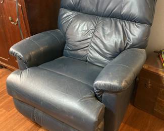 blue leather LaZBoy recliner