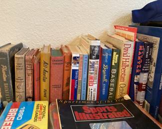 vintage baseball and football books, collector magazines