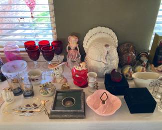 Thanksgiving, Valentine's, ruby goblets, framed lion cameo