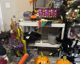 Halloween tins, wreath ribbons, ceramic large pumpkin Halloween lights, spider, which is hats, treat bags, costume accessories, not on sale new this week