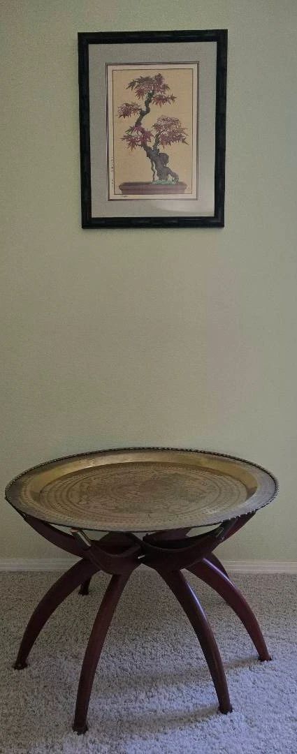 PC101VMidcentury brass table and maple Painting