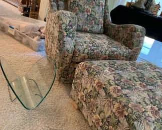 PC227Upholstered Glider, And Ottoman
