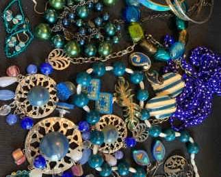 PC243Blues And Greens Costume Jewelry Mystery Lot