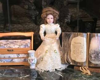PC104Vintage Doll and Sewing Box