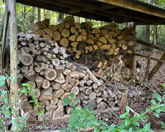 Large covered shed full of firewood