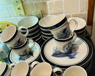 Folk craft Loon Lake by Scotty 2 Dish Set; service for 12