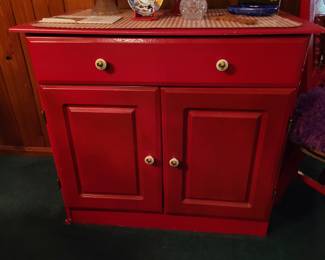 Red painted chest