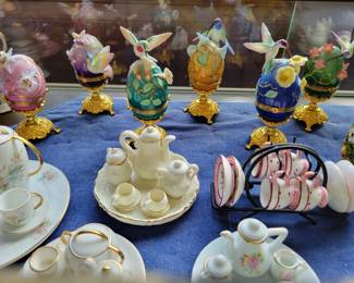 Fabrege eggs & mini tea sets
