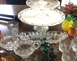 Cut Crystal Glass, Cake Stands and lots of treasures