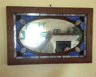 Stained leaded glass mirror