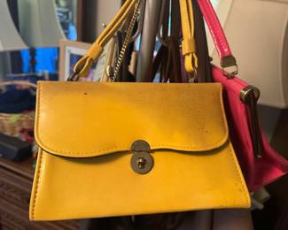 Vintage handbags and coat rack 