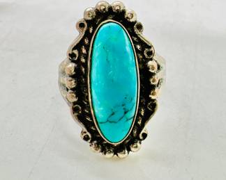 Sterling silver Southwestern style turquoise jewelry - ring size 8