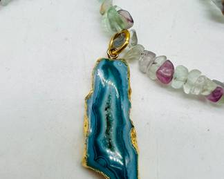 Geode crystal pendant jewelry