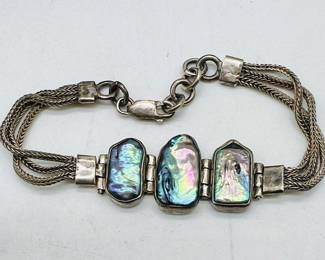 Abalone jewelry sterling silver bracelet