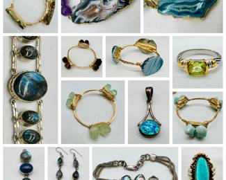 Sterling Silver jewelry - earrings - bracelets - semi-precious stones - rings - pendants - earrings - crystals - labrodorite - Estate Sale near me in Palmer Massachusetts this weekend