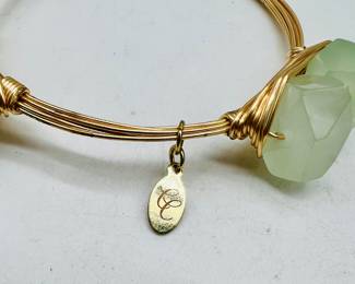 Wire wrapped bracelet with six semi precious stones