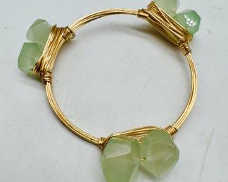 Wire wrapped bracelet with six semi precious stones