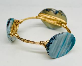 Wire wrapped bracelet with semi precious stones