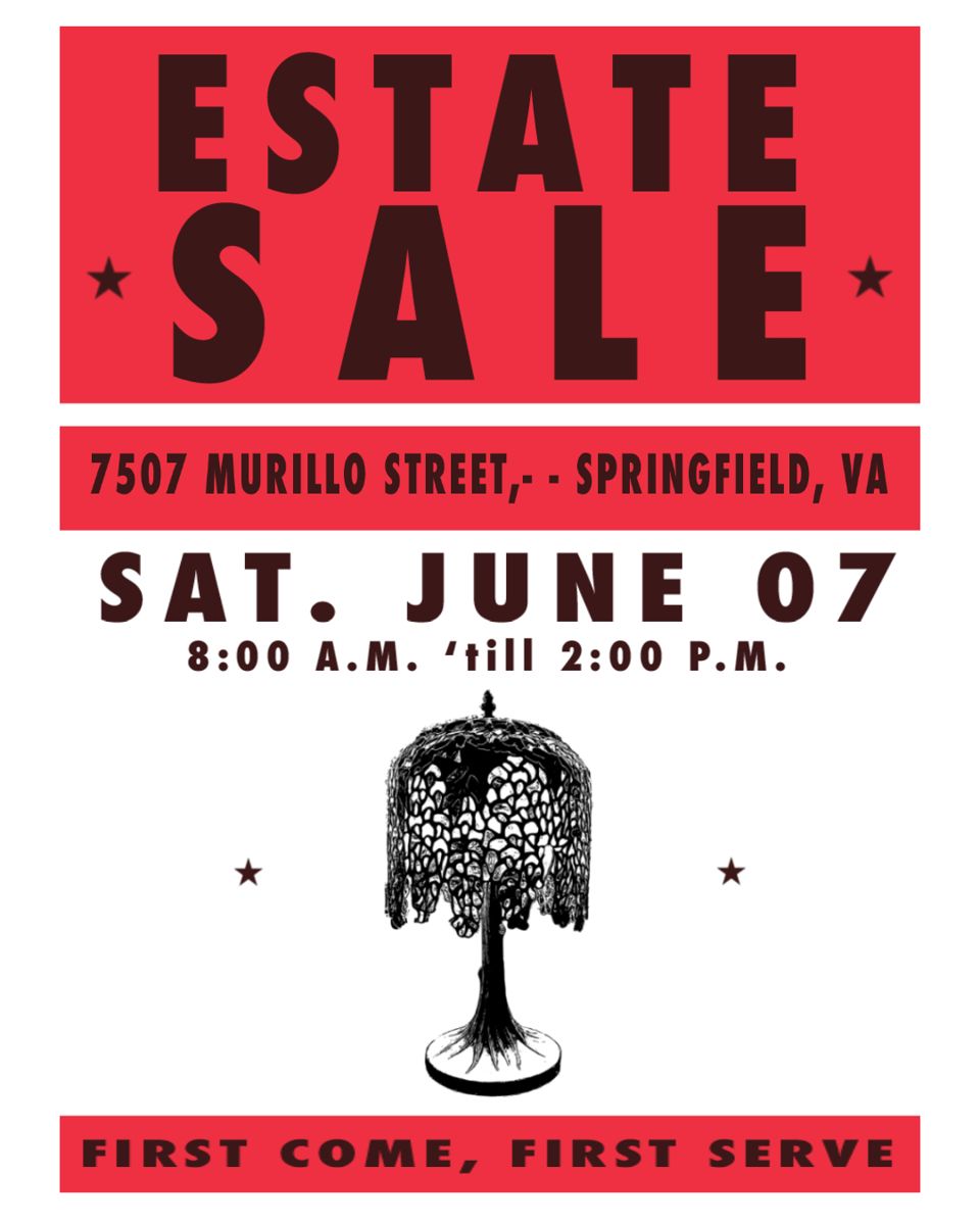 Flyer for Estate Sale