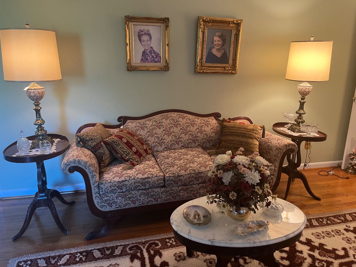 Antique sofa with matching end tables.