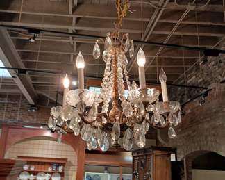 Crystal and brass chandelier