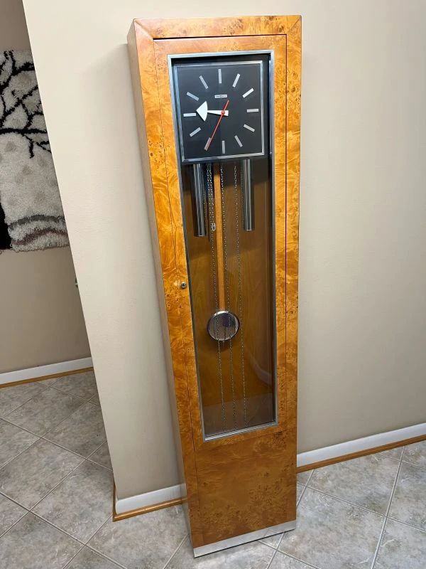 4900 George Nelson For Howard Miller Burl Wood Grandfather Clockmin