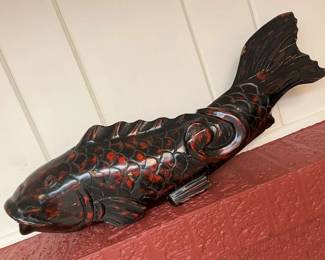 4900 Okimono Jizai Kagi Carp Wood Carvingmin