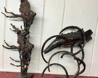 4900 Mike Bucha Brutalist Vintage Tropical Bronze Fish Sculpturesmin